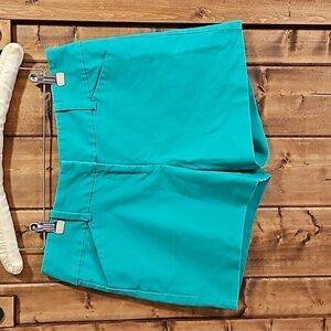 Ann Taylor Signature Green Cotton Stretch 4" Flat Front Shorts Size 6